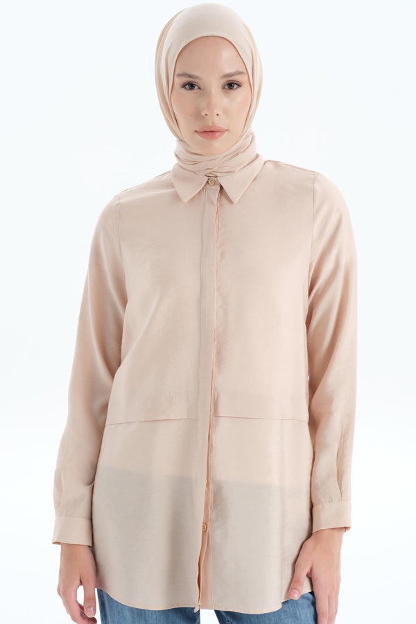 Aller Detailed Shirt - Beige