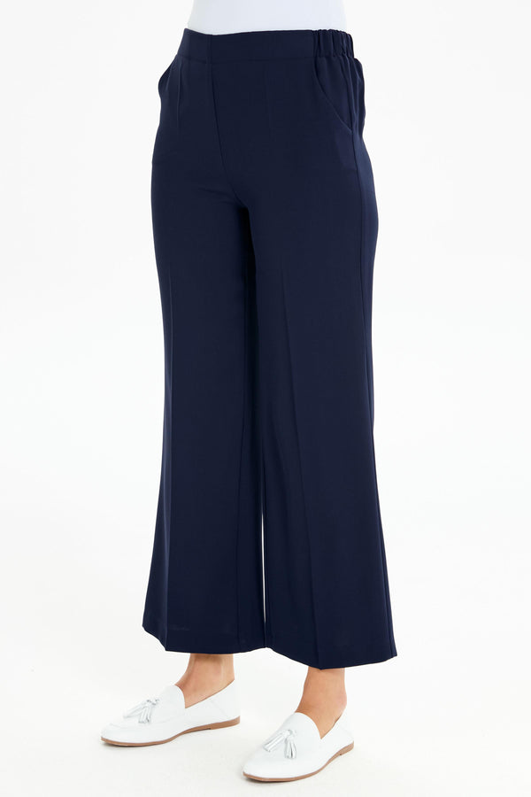 Beli Lastikli Culotte Pantolon - Lacivert