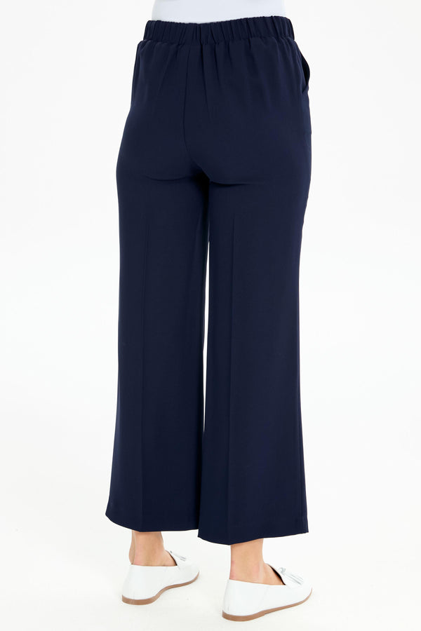 Beli Lastikli Culotte Pantolon - Lacivert