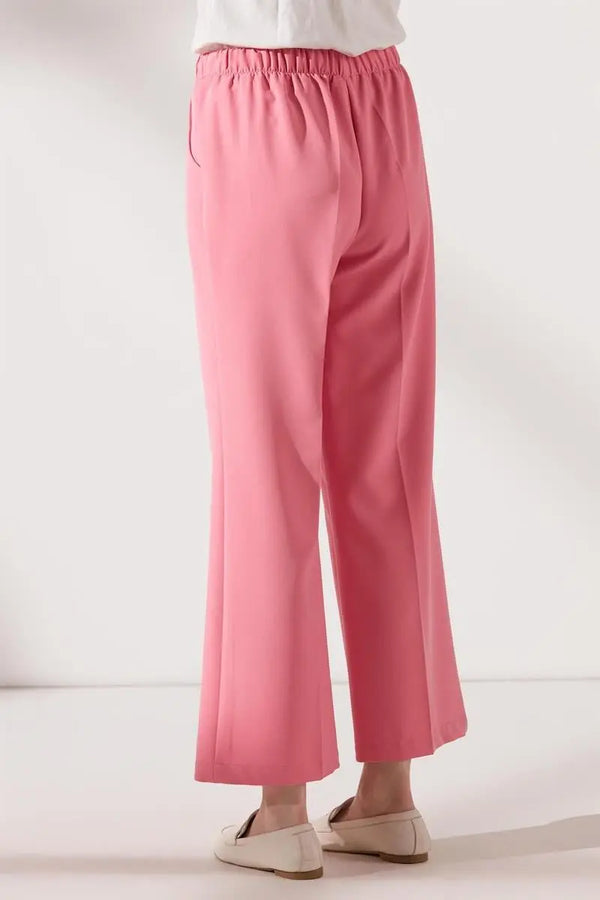 Beli Lastikli Culotte Pantolon - Pembe TUĞBA