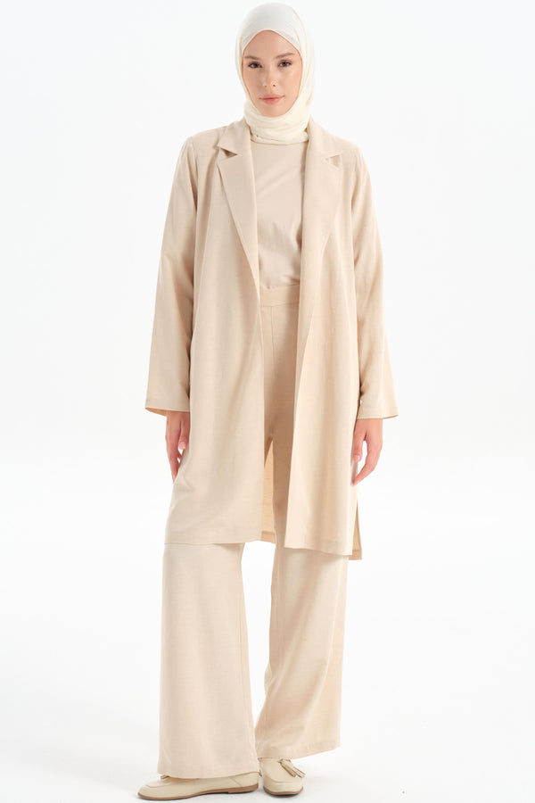 Wide Leg Trousers - Beige