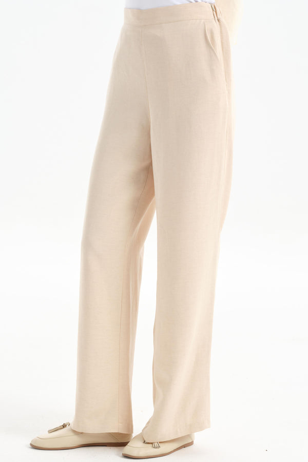 Wide Leg Trousers - Beige