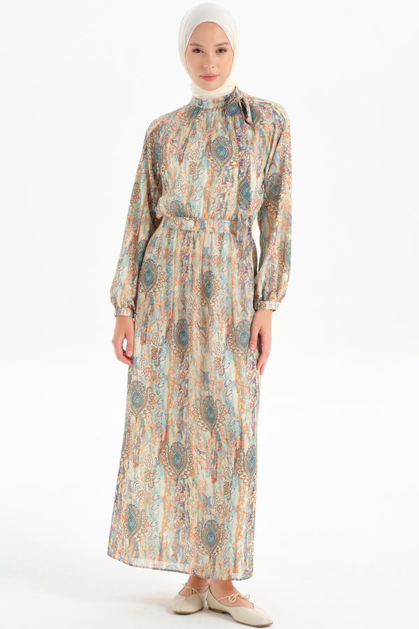 Patterned Chiffon Dress - Mint