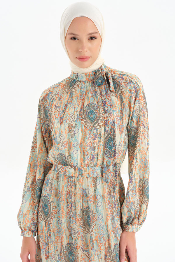 Patterned Chiffon Dress - Mint