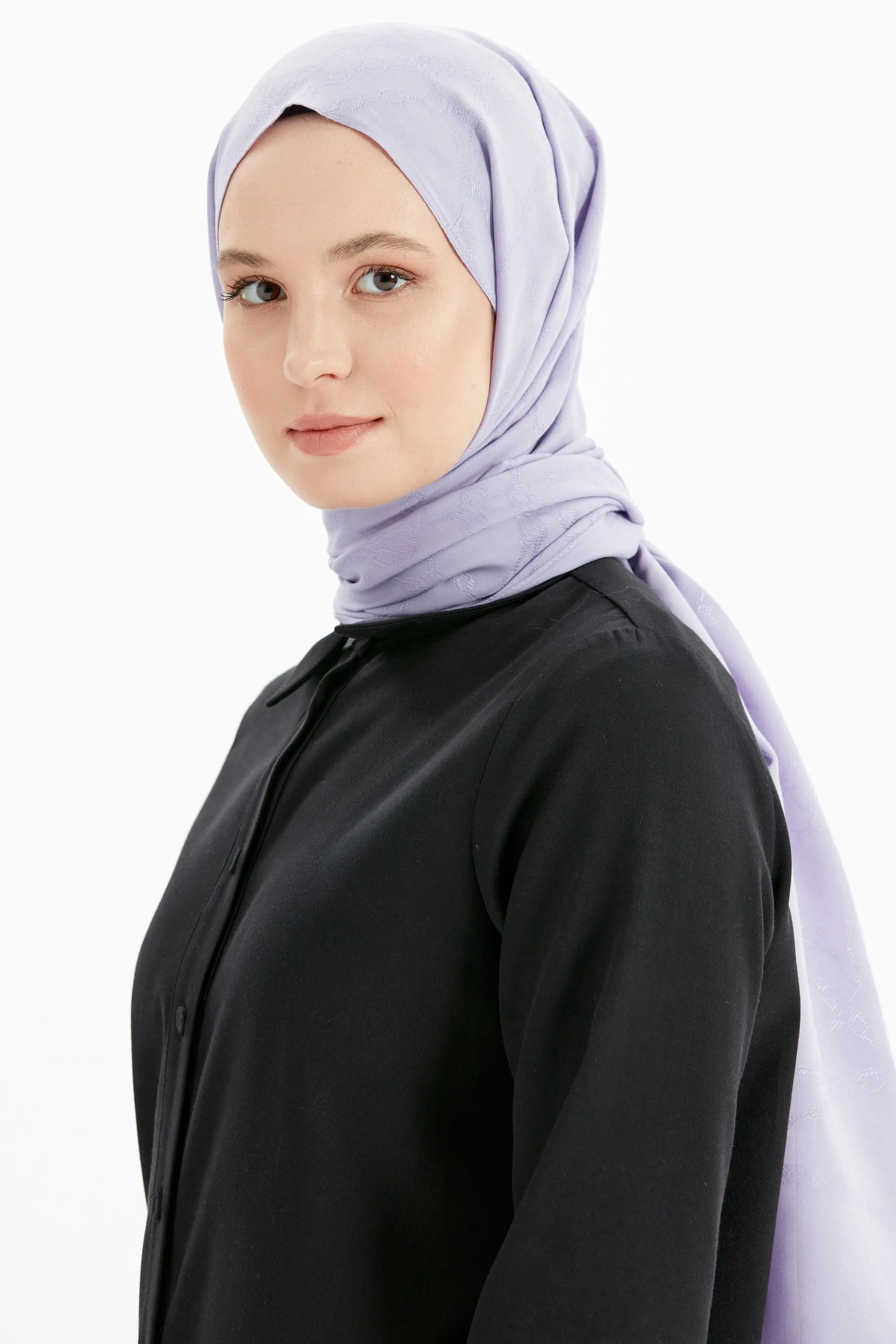 Elegant Zincir Desen Cotton Şal - Lila TUĞBA