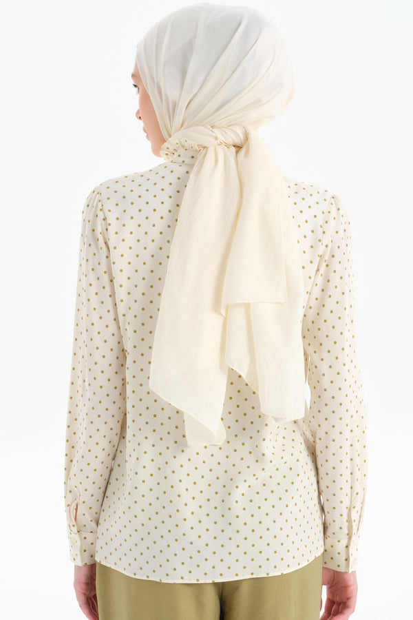 Ruffle Detailed Polka Dot Blouse - Ecru