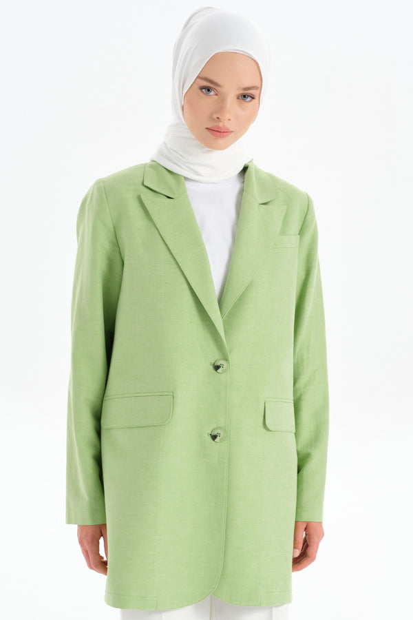 Two Button Blazer Jacket - Light Green