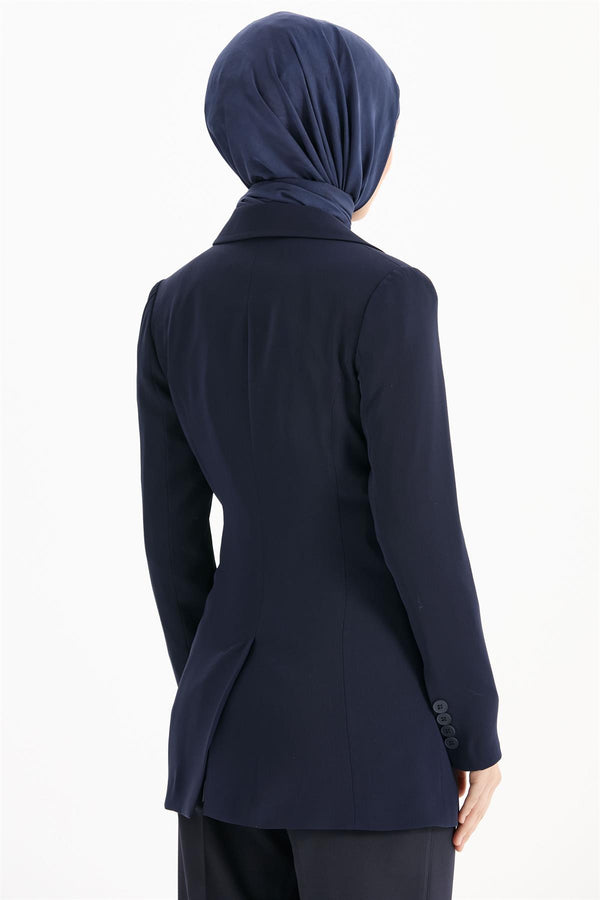 Double Breasted Basic Jacket - Navy Blue