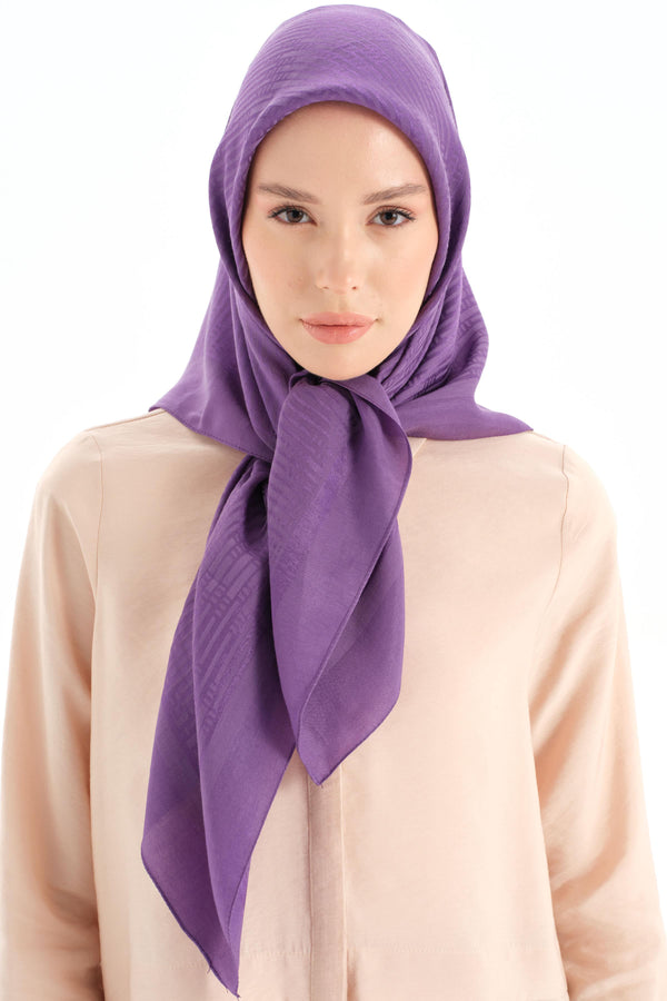 Natural Striped Pattern Scarf - Purple