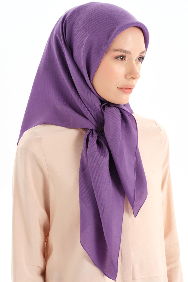 Natural Striped Pattern Scarf - Purple