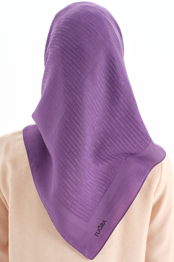 Natural Striped Pattern Scarf - Purple