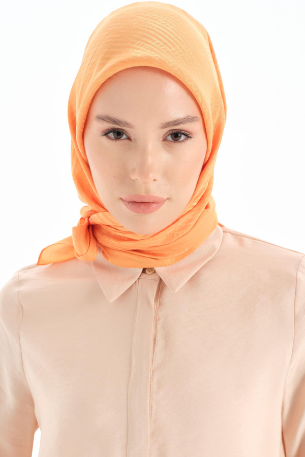 Natural Stripe Pattern Scarf - Orange