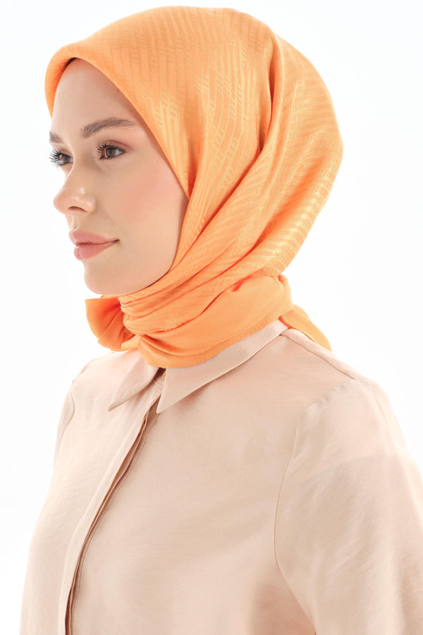 Natural Stripe Pattern Scarf - Orange