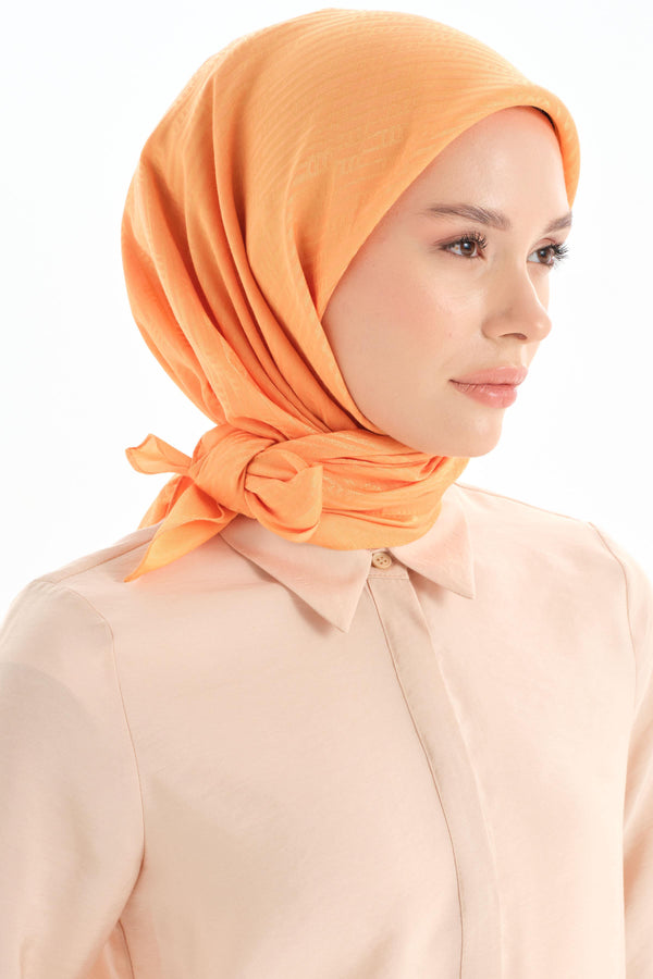 Natural Stripe Pattern Scarf - Orange