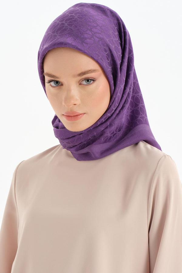 Natural Circular Patterned Scarf - Purple