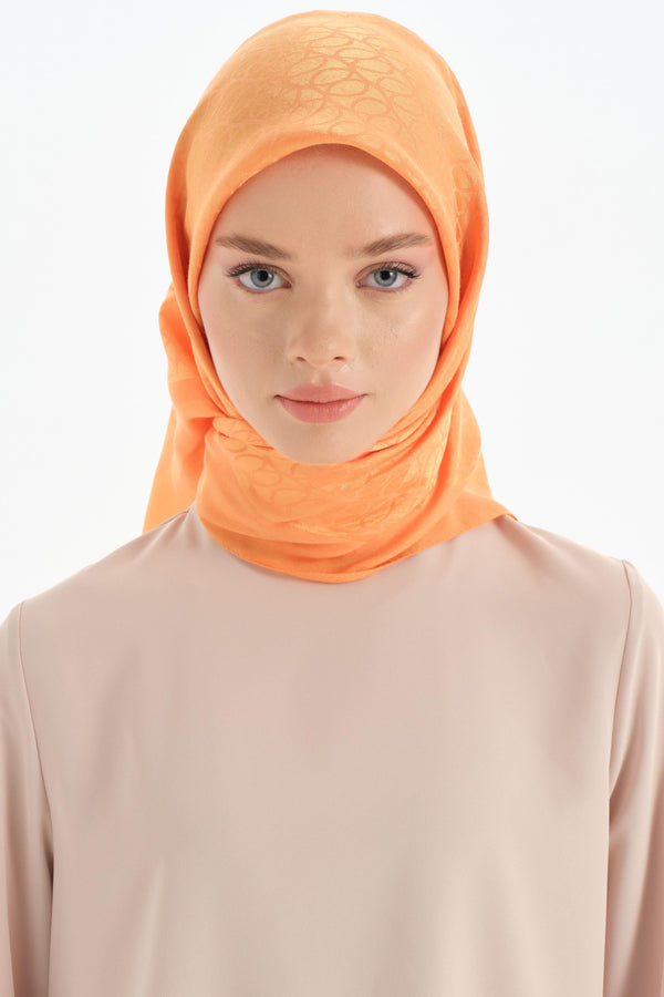 Natural Circular Patterned Scarf - Orange