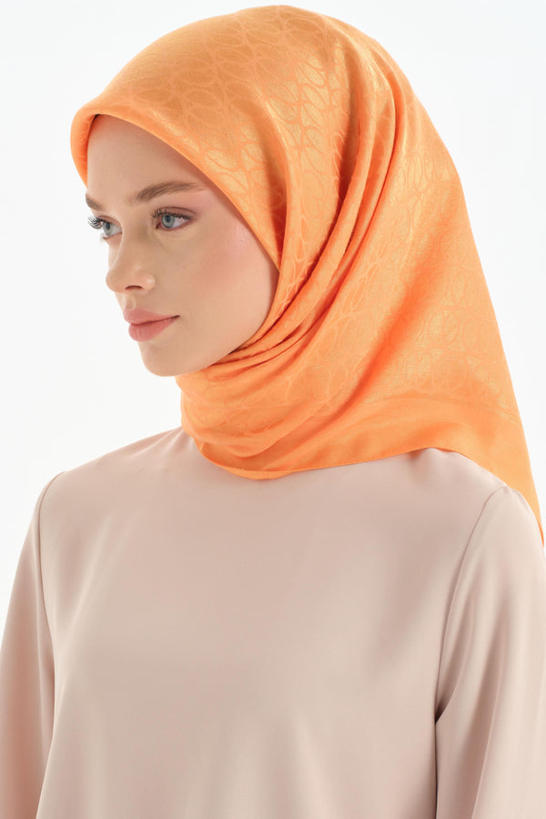 Natural Circular Patterned Scarf - Orange