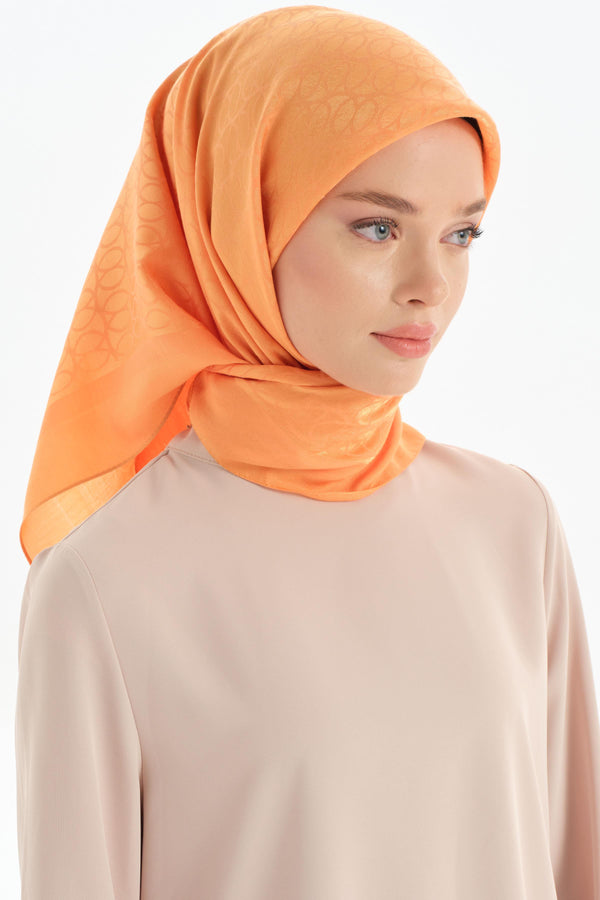 Natural Circular Patterned Scarf - Orange