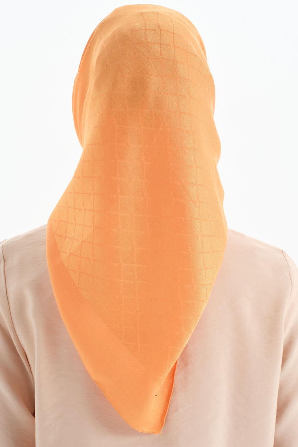 Natural Square Pattern Scarf - Orange