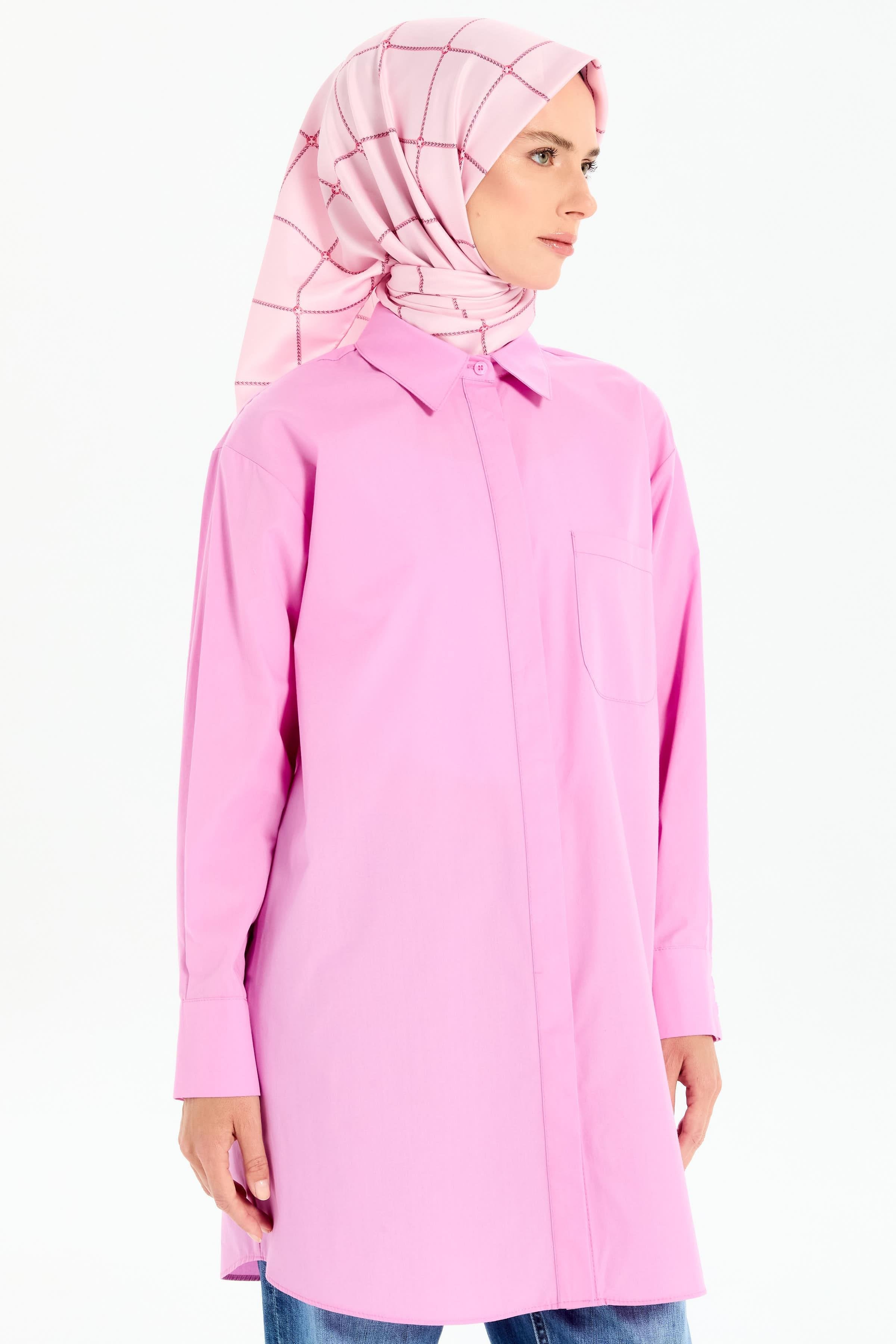 Oversize Cepli Tunik - Pembe TUĞBA