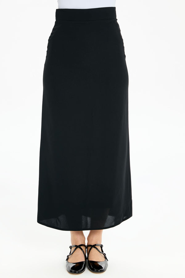 Pleated Detailed Pencil Skirt - Black