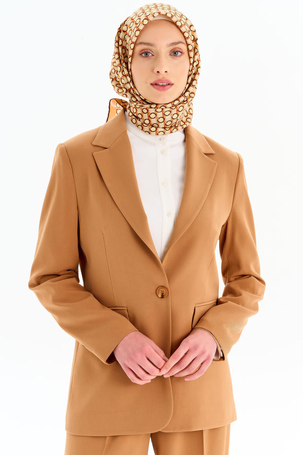 Tek Düğmeli Blazer Ceket - Camel TUĞBA