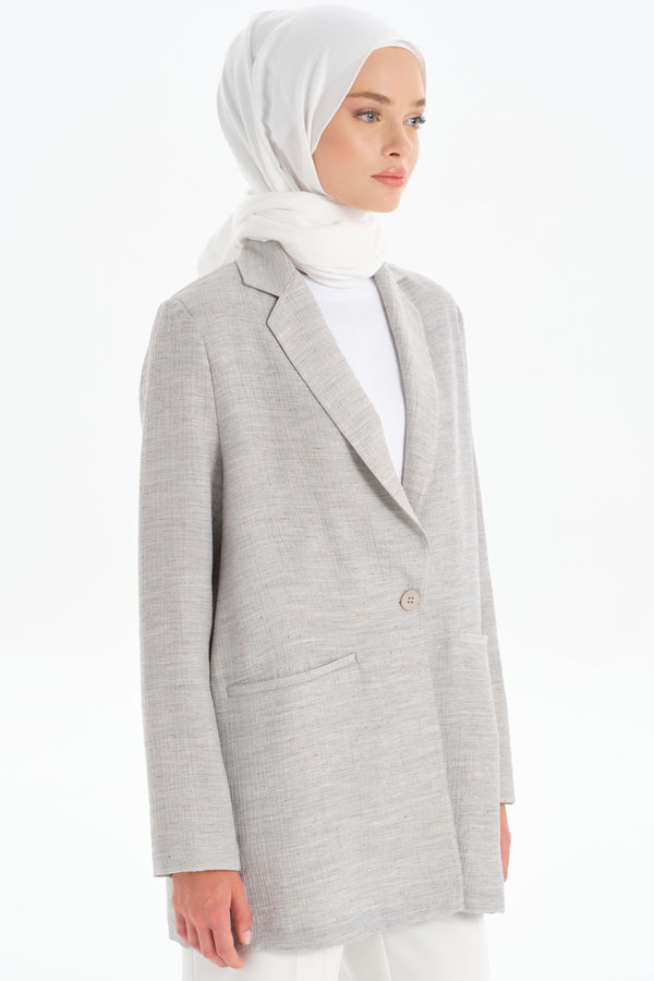 Single Button Jacket - Grey