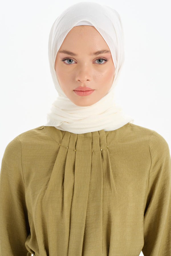 Yakası Pile Detaylı Tunik Pantolon Takım - Olive