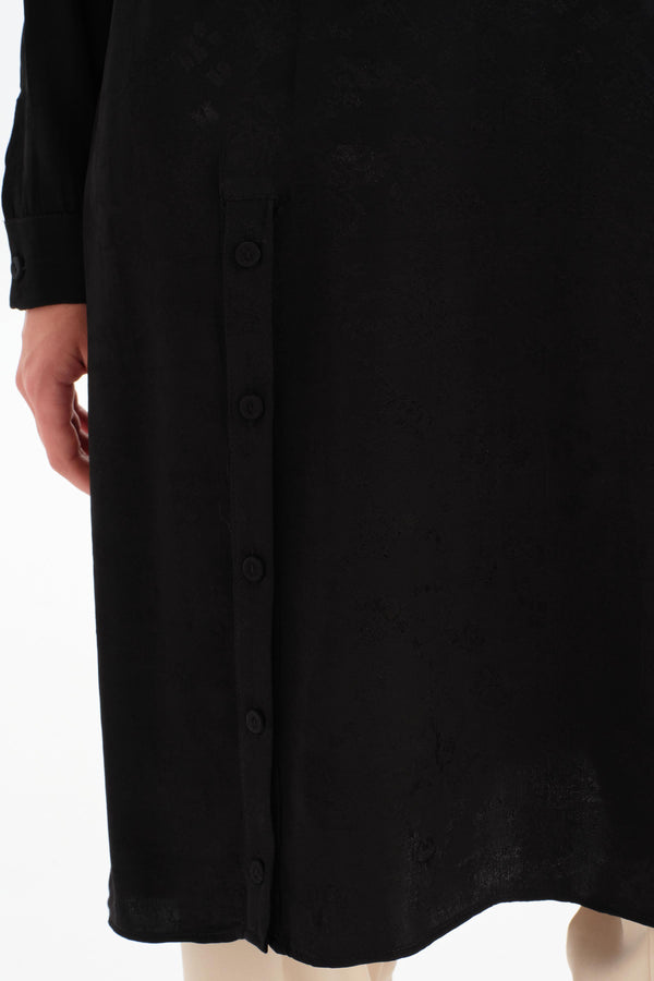 Slit Buttoned Tunic - Black