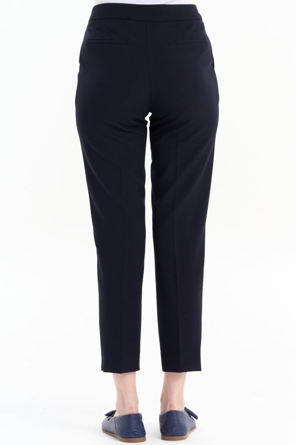 High Waist Basic Trousers - Navy Blue