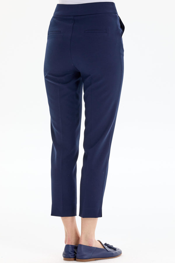 High Waist Basic Trousers - Navy Blue